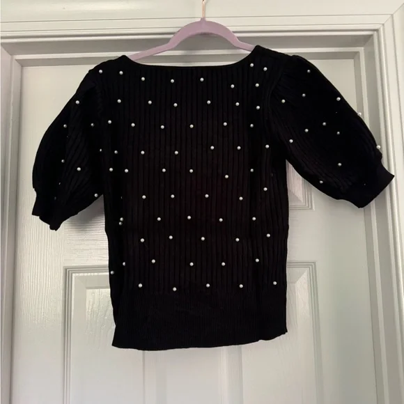 Women’s Knit Two Piece Puff Sleeve Top and Mini Skirt Set - Picture 3 of 11